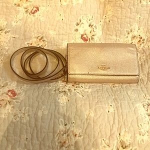 Rose Gold Metallic Coach Wallet